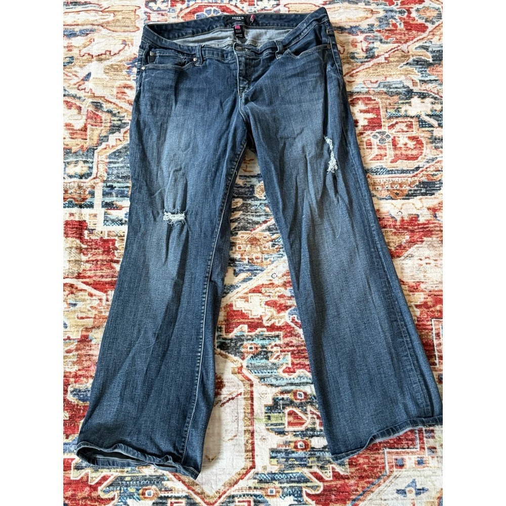 Torrid Denim Women's Distressed Medium Wash Flare Jeans Size 18